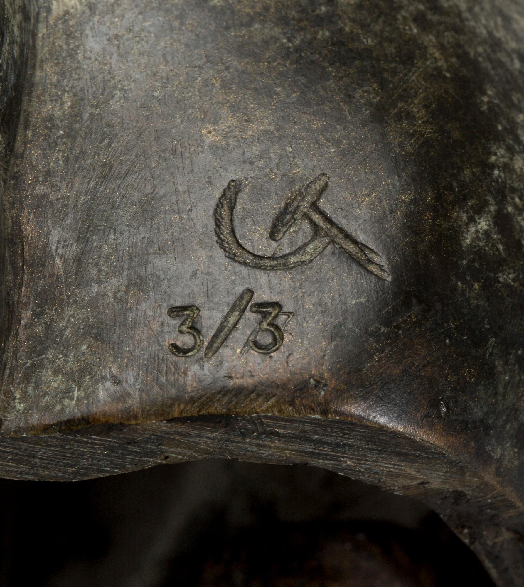 OKÄND KONSTNÄR, skulptur, brons, monogramsignerad CT och numrerad 3/3.