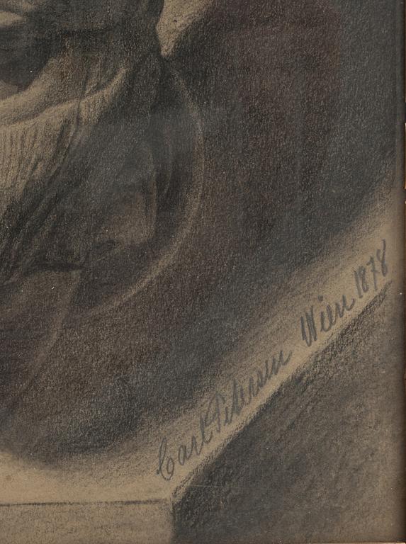 OKÄND KONSTNÄR, blyertsskiss. Bär otydlig signatur och datering Wien 1878.