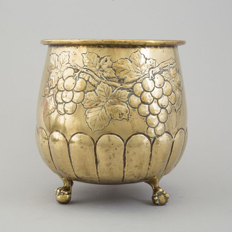 A 19th century brass flower pot.