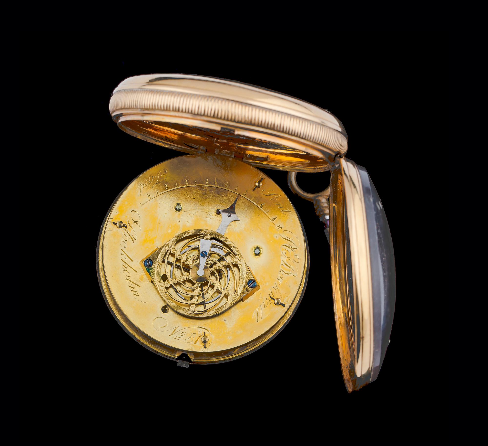 FICKUR, 18 k, Paul Bäckvall, Stockholm 1825. Vikt ca 120 g.