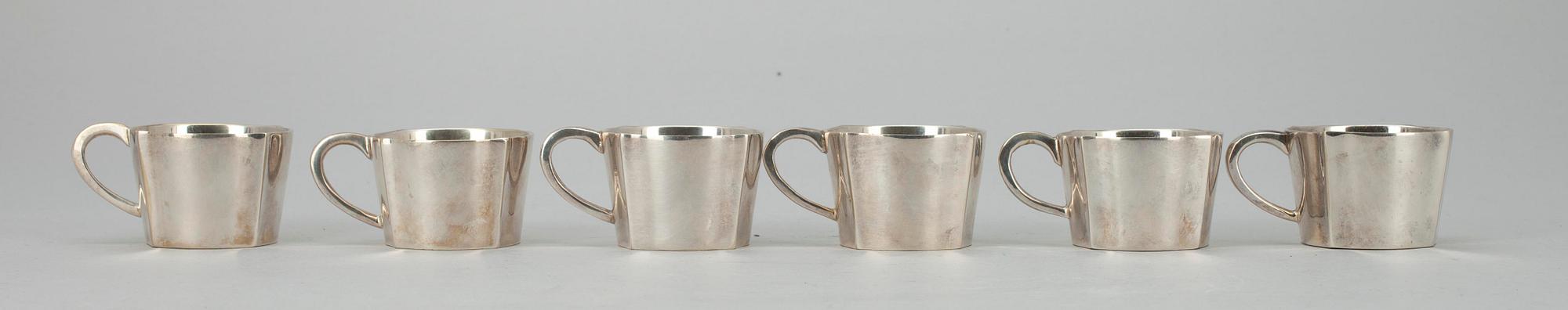 PUNCHBÄGARE, 6 st. Nysilver. Sigvard Bernadotte, Gense.