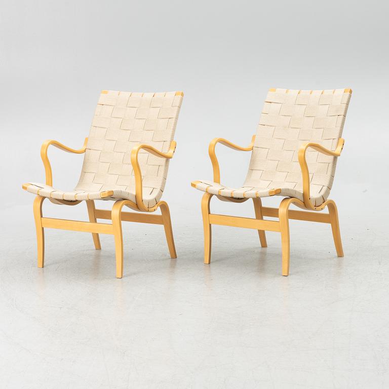 Bruno Mathsson, armchairs, a pair, "Eva", Dux, late 20th century.