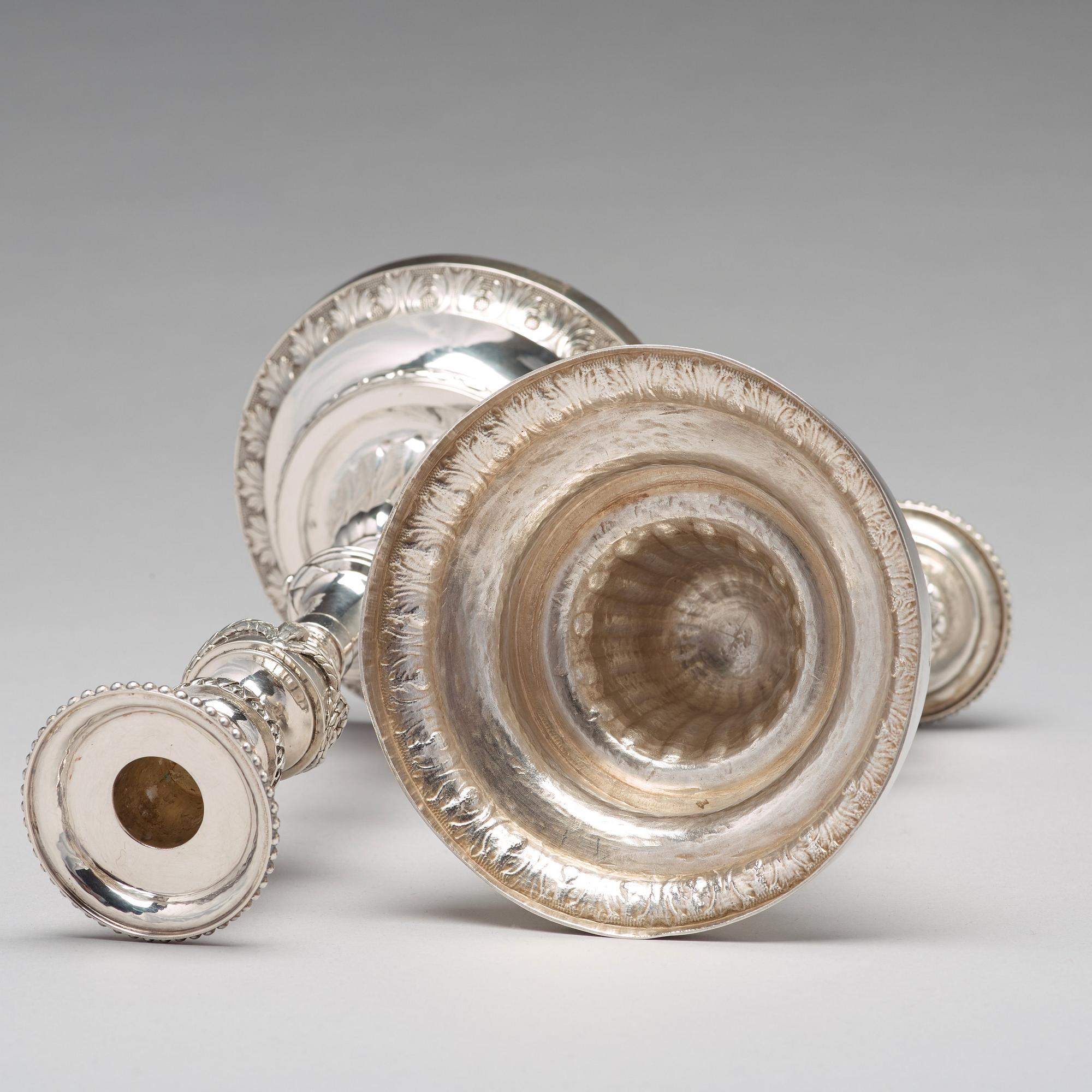 A pair of 18th century silver candlesticks, mark of Pehr Zethelius, Stockholm 1780.