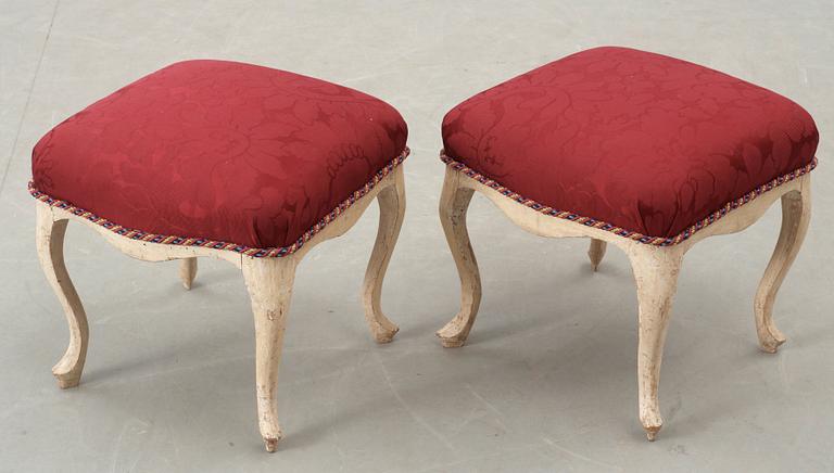 A pair of Swedish Rococo 18th century stools.