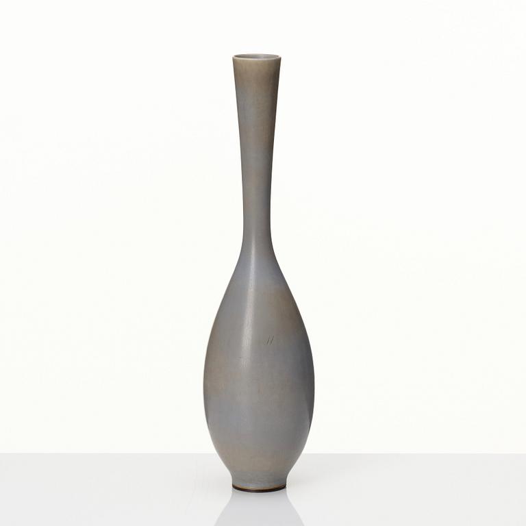 Berndt Friberg, a pale blue and beige 'rabbit's' fur glazed stoneware vase, Gustavsberg Studio 1956.