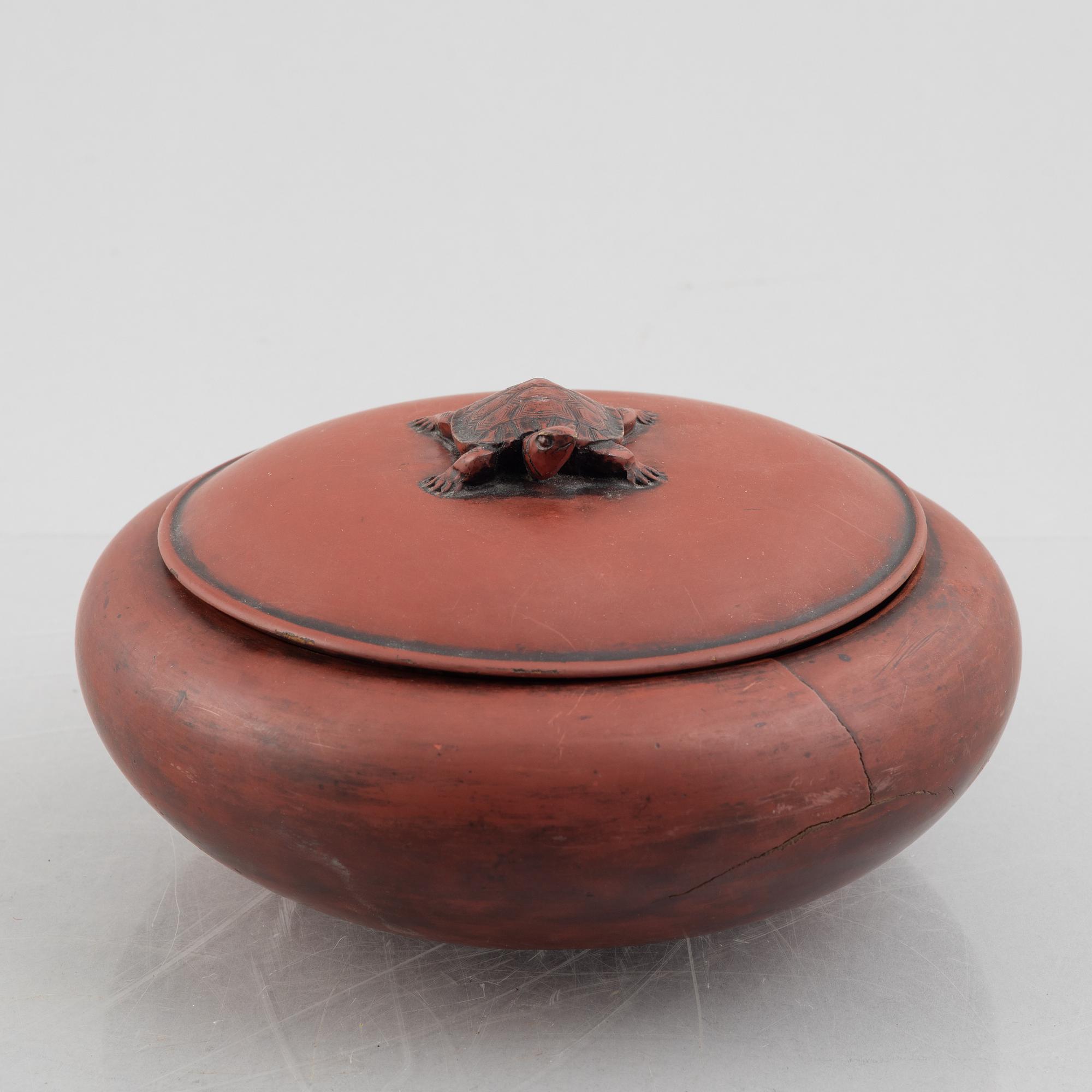 A red lacquer bowl with cover, Japan, presumably Meiji (168-1912).