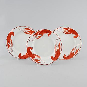 Six Rörstrand crayfish plates from the first half of the 20th century.