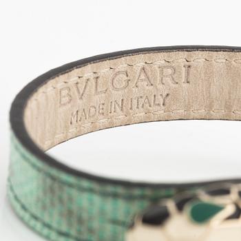Bulgari, armband, med läder, "serpenti jasper green".