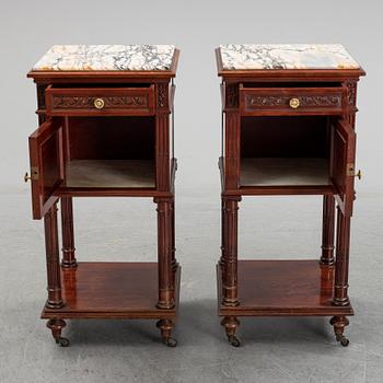 A pair of eclectic 20th century bedside tables.
