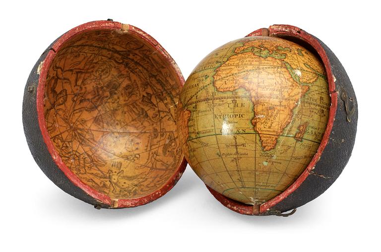 A terrestrial pocket globe, Lane's Improved Globe London, 1820/30's.