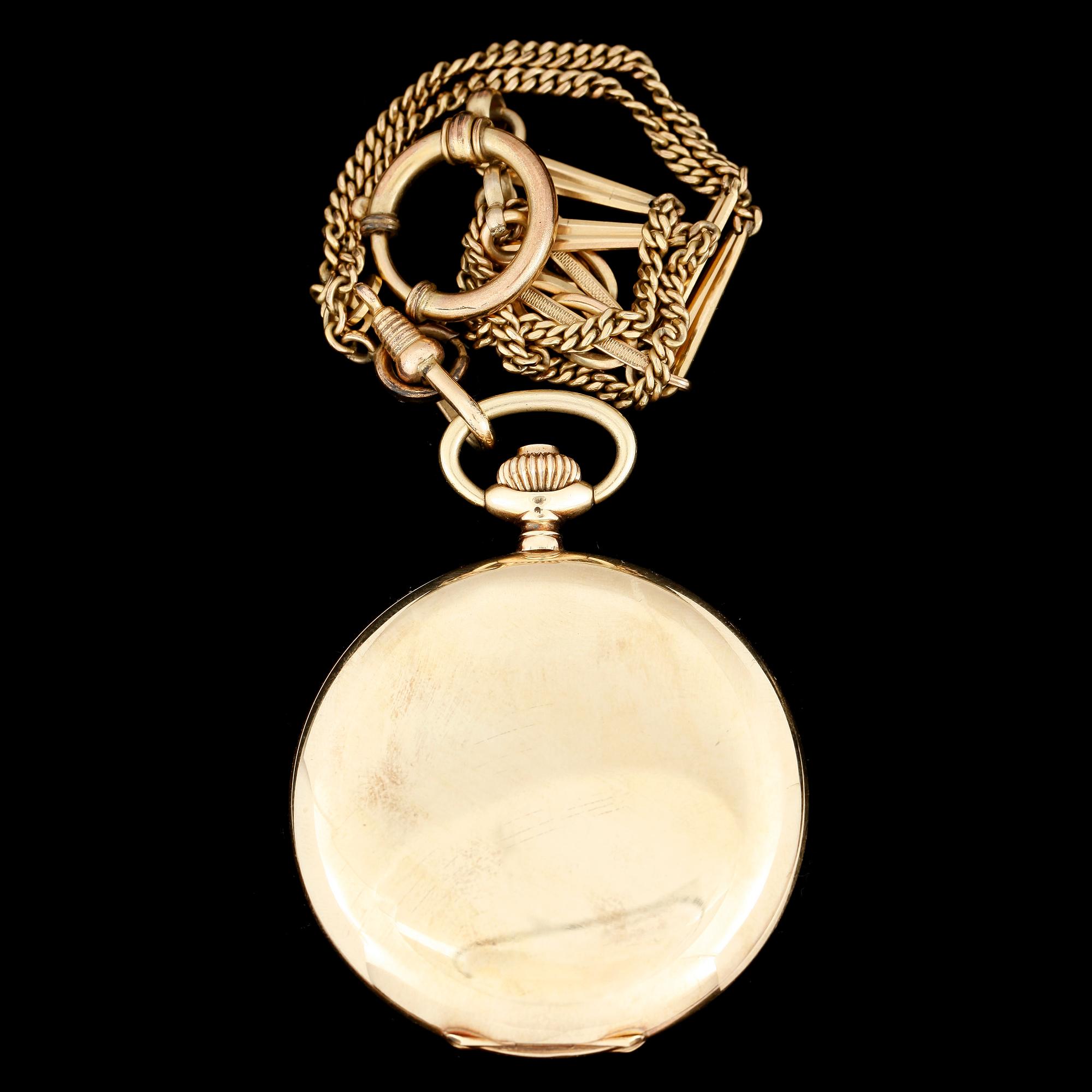 FICKUR, 14 k guld, savonett. Totalt ca 63g.