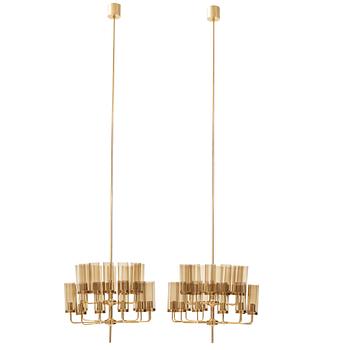 46. Hans-Agne Jakobsson, a pair of, "Sonata" chandeliers, model T-434/24, Hans Agne Jakobsson AB, Markaryd, Sweden 1960-70s.