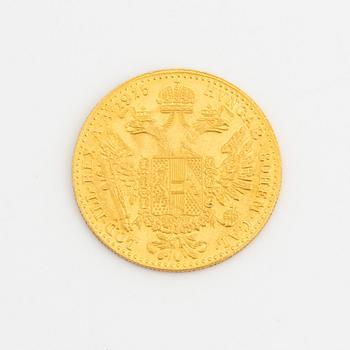 Hängsmycke med mynt, 23K guld, samt mynt, 23K guld, Österrike-Ungern, 1915.