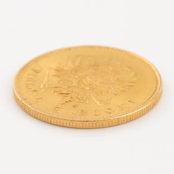 A goldcoin, Finland, Russian Duchy, 20 Markkaa 1879.