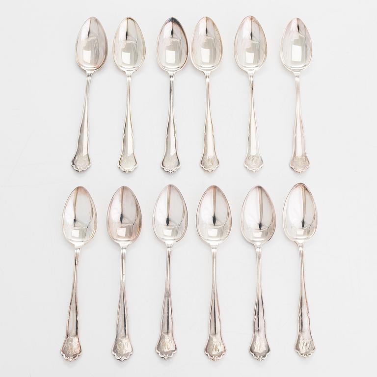 A 74-piece silver cutlery set, 'Chippendale', Kultakeskus, Hämeenlinna 1940-72.