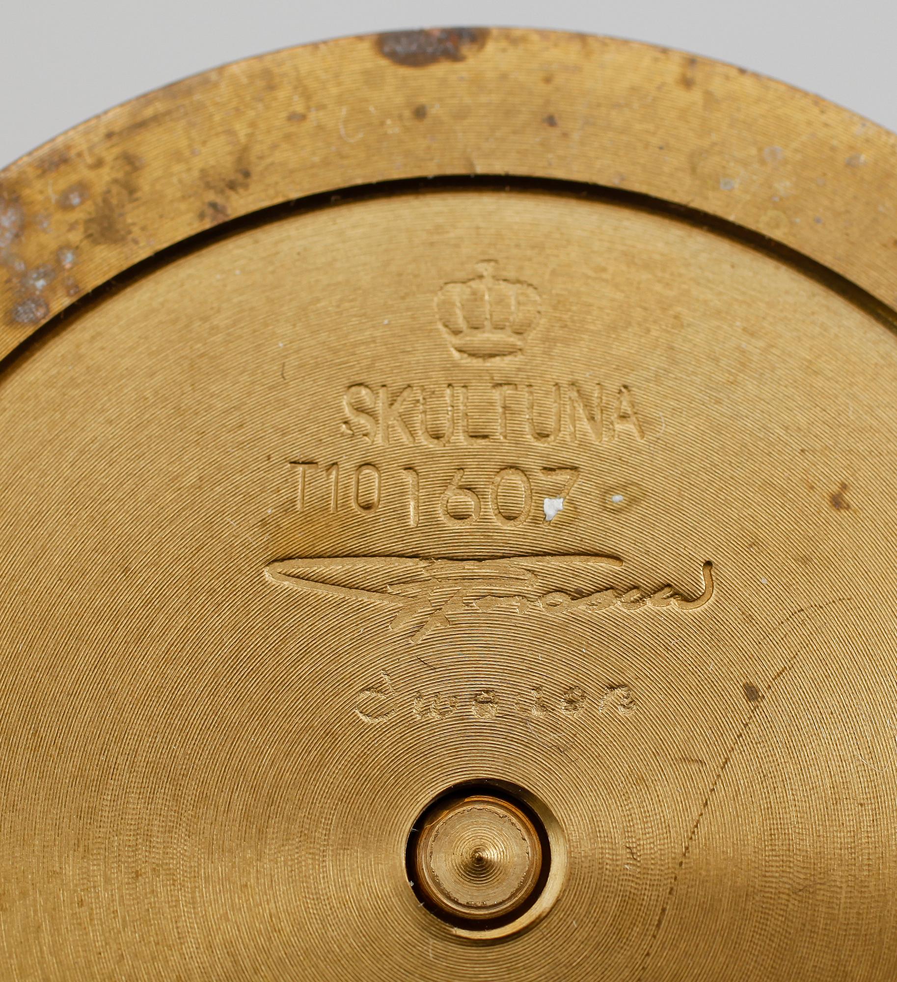 LJUSSTAKAR, 3 st, mässing, "Tulpan",  Pierre Forsell, Skultuna, 1900-talets andra hälft.