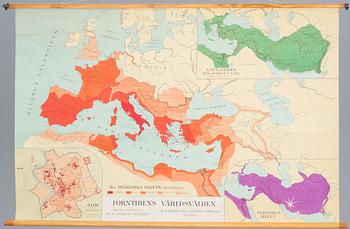 SKOLKARTA, "Forntidens världsvälden" Romarriket, persiska och Alexander den Stores. P.A Norstedt & Söner.