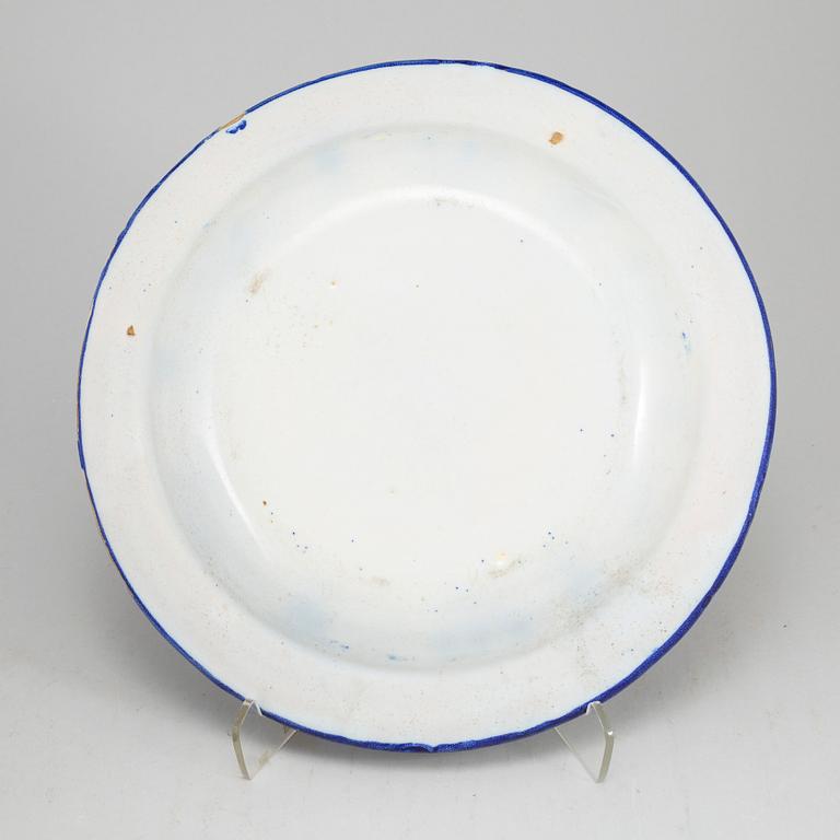 Three faiance dishes, 19th century.