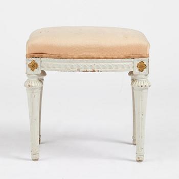 A late Gustavian stool, Stockholm, late 18th century.