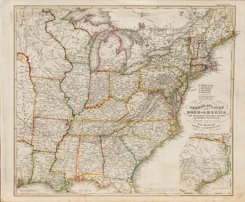 KARTA ÖVER "VEREIN-Staaten von Nord-America..." F. von Stülpnagel Gotha. J.Perthen 1847.