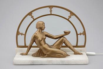 BORDSLAMPA, art deco, troligen Frankrike, 1900-talets första hälft.