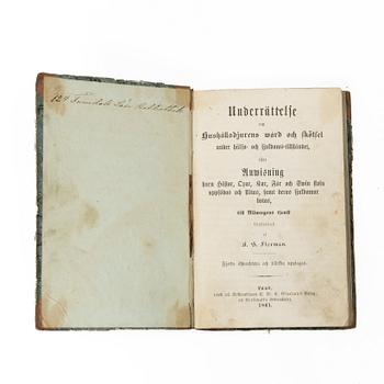 Åtta kok- och handböcker inkl. Cajsa Warg, 1780-1897.