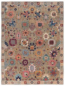 451. A signed 'PETAG' Tabriz carpet, Northwest Persia, of Safavid 'Vase' design, c. 386 x 295 cm.