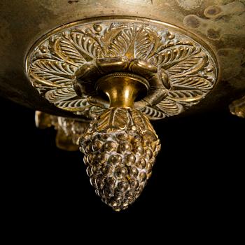 An Empire early 19th century gilt bronze six-light hanging lamp.