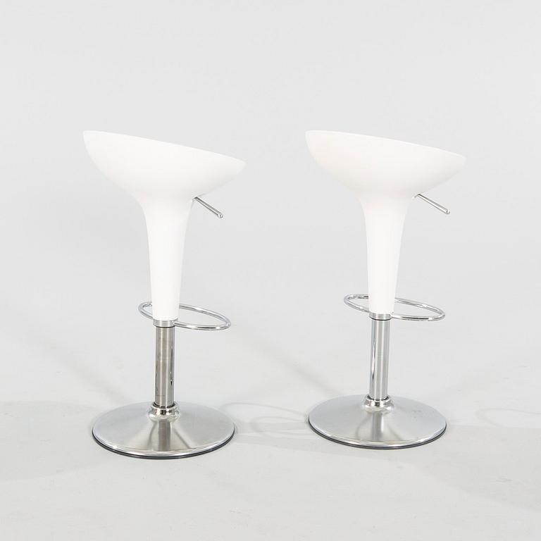 A pair of Stefano Giovannoni Bombo bar stools for Magis italy 21st century.