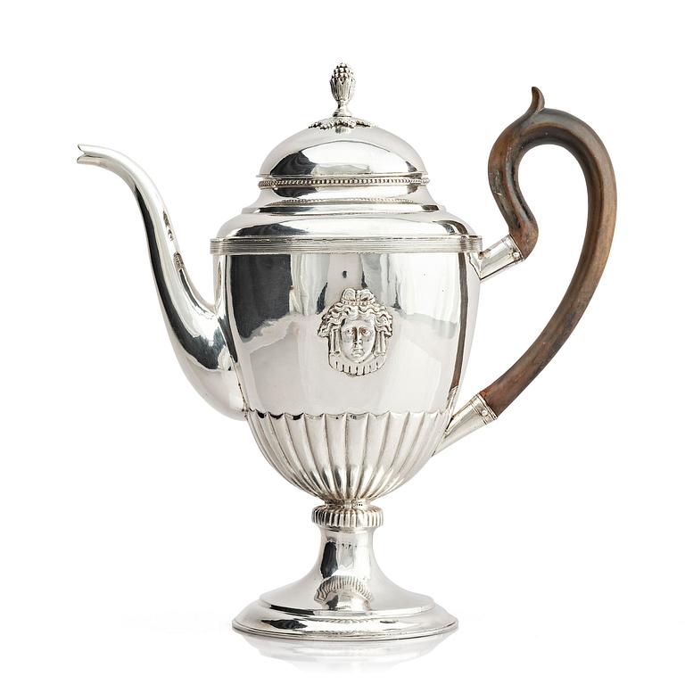 A Swedish 19th century silver coffee-pot, marks of Pehr Olof Bäckström, Gävle 1817.