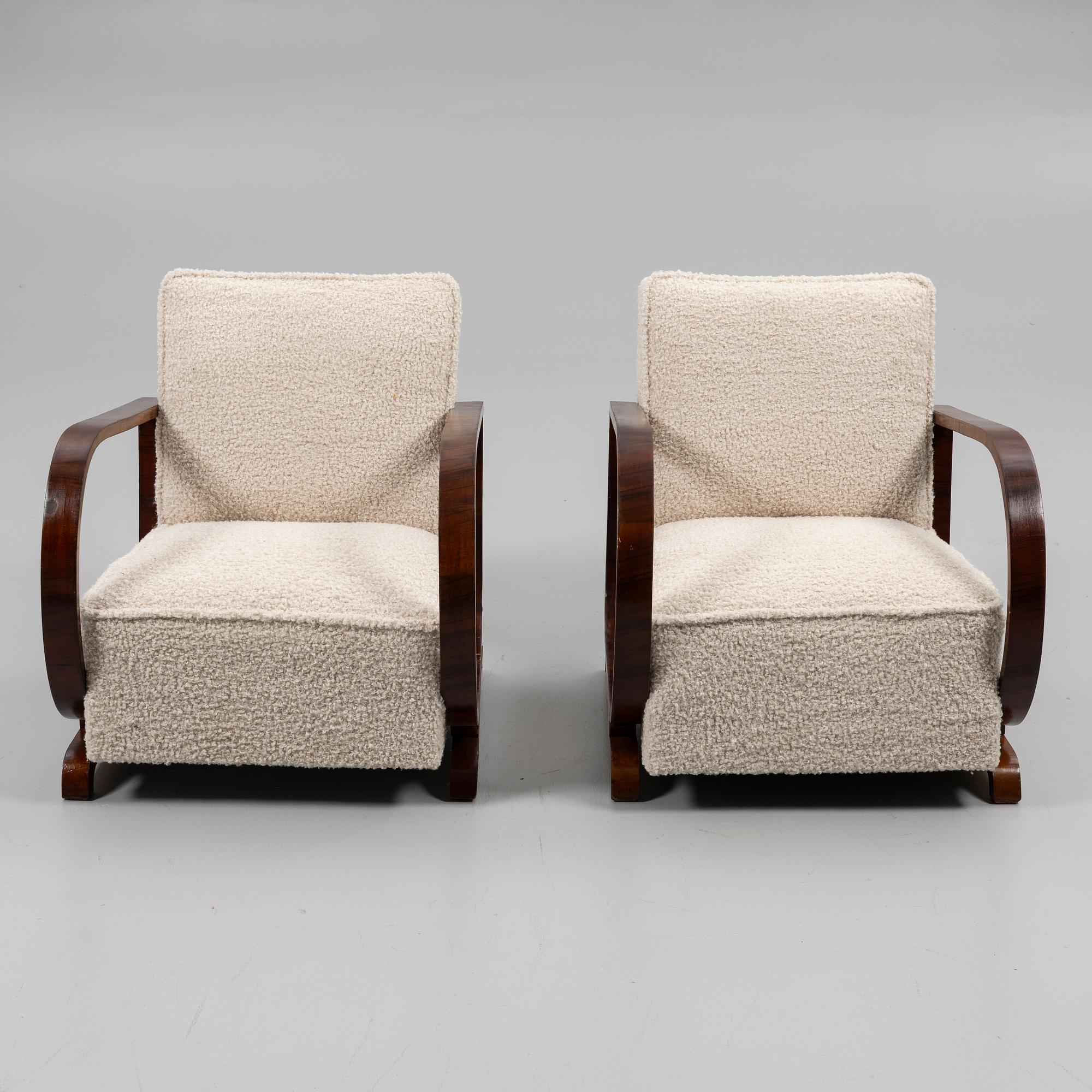 Armchairs, a pair, Art Deco, first half of the 20th century.