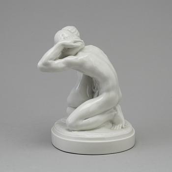 A white glazed Royal Copenhagen Gerhard Henning figure of "Amor & Psyke", Denmark, early 20th Century.