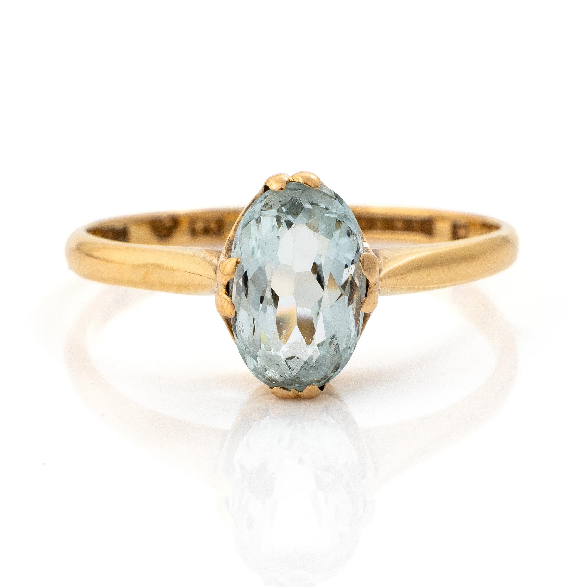 Ring, 18K gold with light aquamarine.