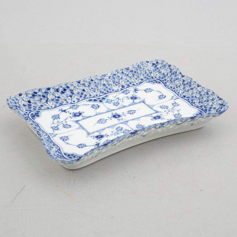 A 'Blue Fluted Full Lace'/'Musselmalet' porcelain dish, Royal Copenhagen, model 1122, 1965.