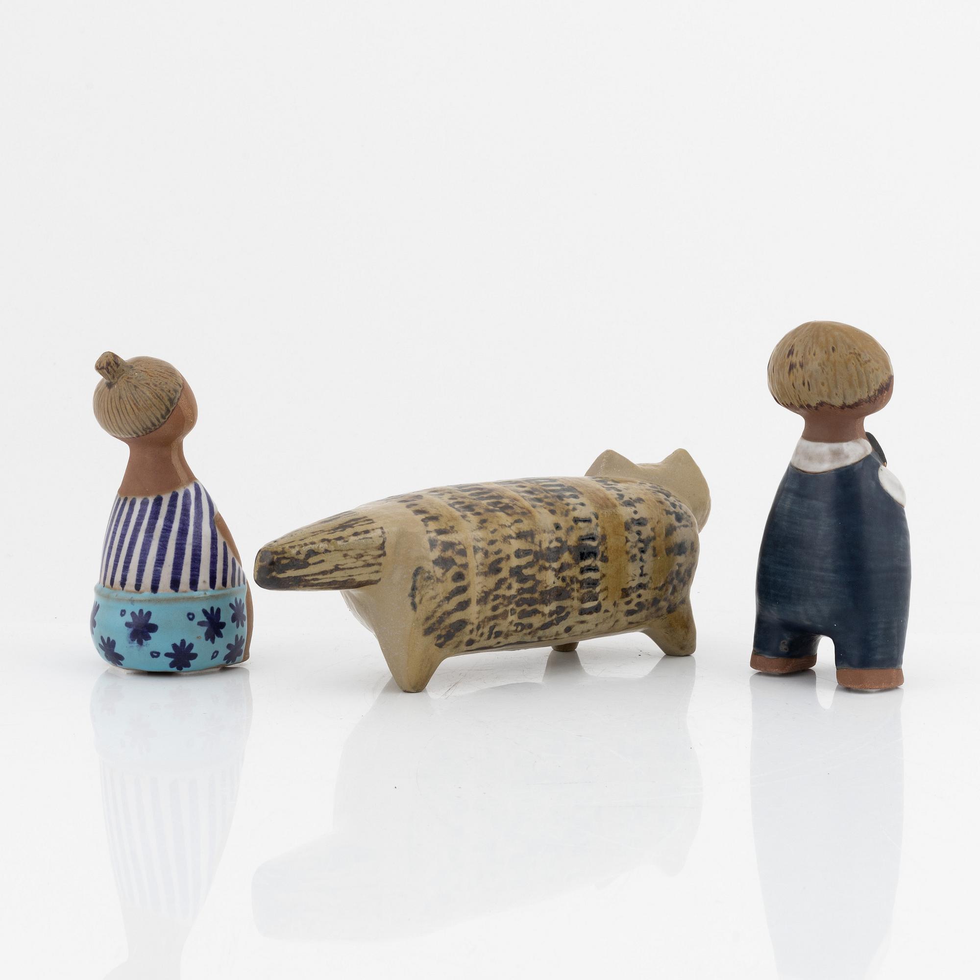 Lisa Larson, figuriner, 3 st, stengods, Gustavsberg.