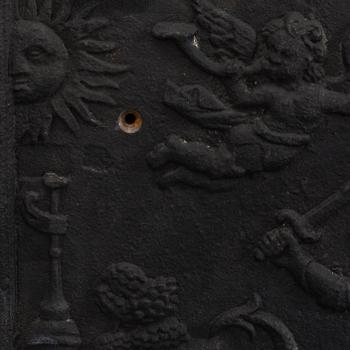 CAST IRON STOVE FRONT, 18th century.