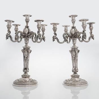 Christian Hammer, kandelabrar, ett par, silver, Stockholm 1854-1863.