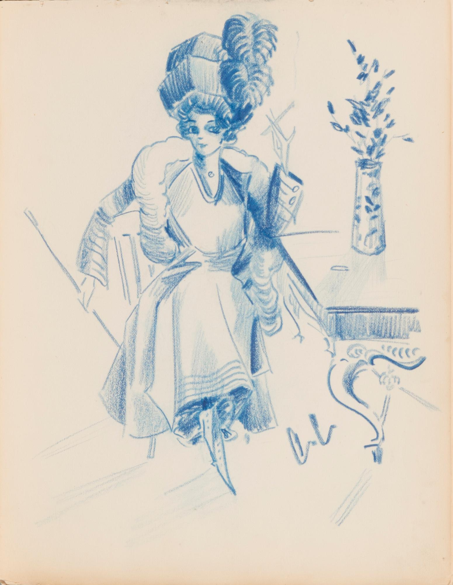 CARL JENSEN-CARLÉN, a scetch book with drawings, mixed media, 27 pages, partially signed C.C.