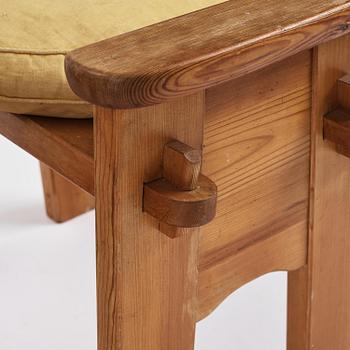 David Rosén, a pair of stained pine "Berga" stools, Nordiska Kompaniet, Sweden, 1940s.