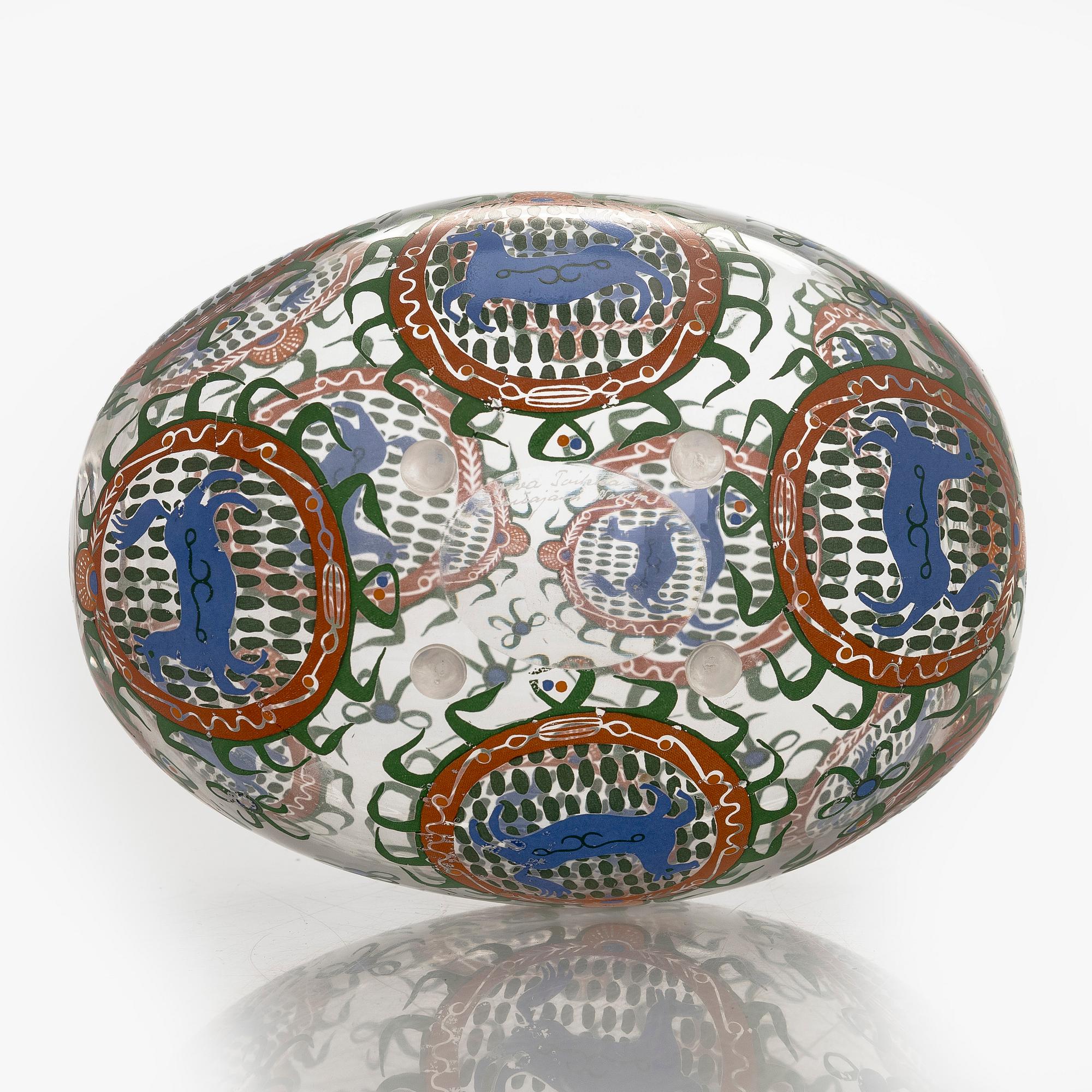 Oiva Toikka, skulptur /dekorationsägg,  signerad Oiva Toikka Nuutajärvi Notsjö.