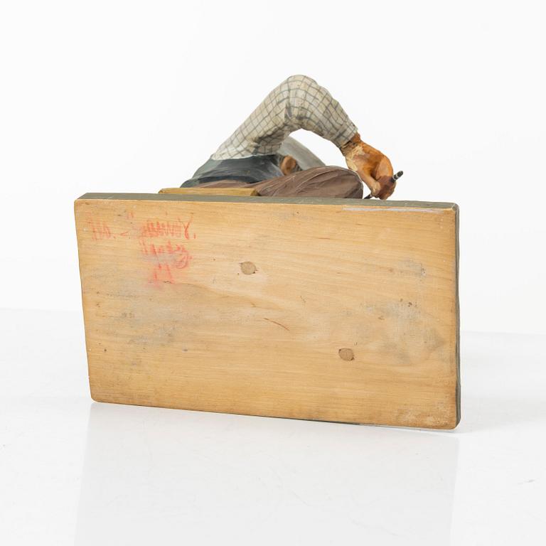 Herman Rosell, tillskrivna, skulptur, trä, signerad Leo Spanien 1943.