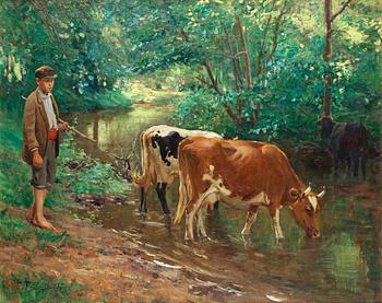 55. Carl Trägårdh, Young herdsman with cattle.