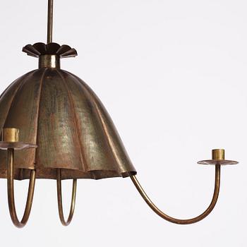 Gunnar Asplund, presumably, a brass ceiling lamp/chandelier, for the staffroom at Karlshamn Secondary School, Sweden, ca 1912-1918.