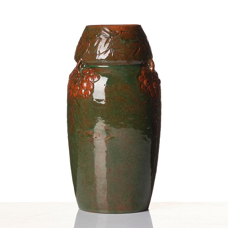 Hilma Persson-Hjelm, a glazed earthenware art nouveau vase, executed in her studio, Arvika 1908. Nr 684.
