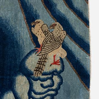 An antique Baotou rug, northern China, late Qing dynasty, around 1900. c. 252x151 cm.