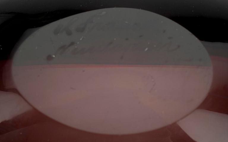 SKÅL, glas, sign. K. Franck, Nuutajärvi Notsjö -52.