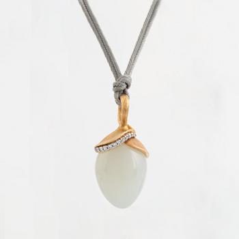 Ole Lynggaard, Charlotte Lynggaard, "Lotus" pendant, 18K gold with moonstone and brilliant cut diamonds.