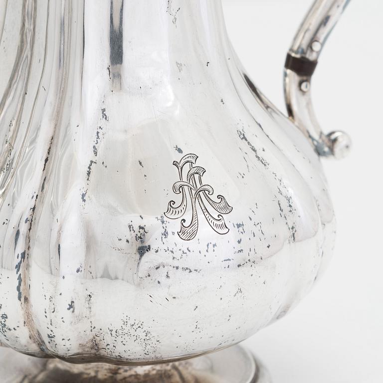 A mid 19th-century silver coffee pot, Moscow, Russia 1847. Unclear maker's mark.