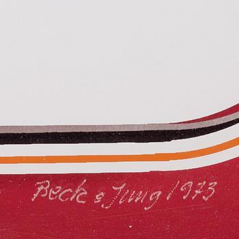 BECK & JUNG (HOLGER BÄCKSTRÖM & BO LJUNGBERG), multipel, screenprint, signerad, numrerad 7/11, daterad 1973.