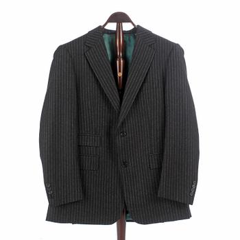 240. EDUARD DRESSLER, a men's grey pinstriped wool suit consisting of jacket and pants, size 48.